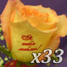 Тридцать три розы с надписью